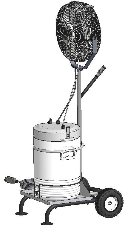 (Customer assembly of these components is required. See assembly instructions on page.)  A 0-gallon Igloo cooler is included for use as water reservoir.