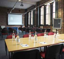 The room is large enough to be laid out in sections, for example with theatre style seating and a panel table at one end, with a boardroom