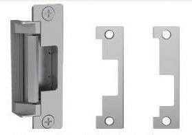 selectable fail safe/fail secure, dual voltage, Cylindrical/Mortise/Exit Device applications. Faceplates J, KD, KM, AD, HM and brackets included.
