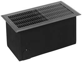 1 5 FH Series In-Floor Fan Forced Specialty Heater Powder coated 20 gauge steel case 14 gauge grill Steel spiral finned heating element Auto reset thermal cut out with audible alarm.