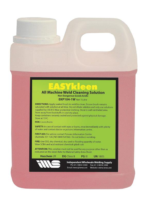 EASYKleen Solutions All Machine Weld Cleaning Solution The All Machine Weld Cleaning Solution is a water based, and weld cleaning machines.