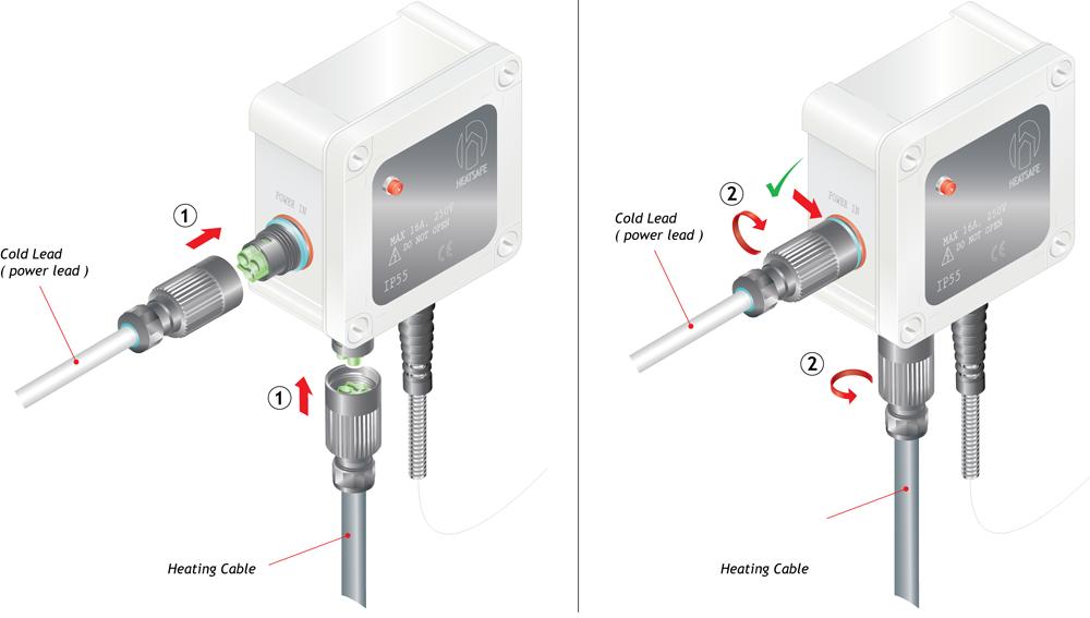 CONNECTION PROCEDURES WITH ADJUSTABLE THERMOSTAT 1. Ensure that your power supply plug is NOT CONNECTED to an outlet. 2.