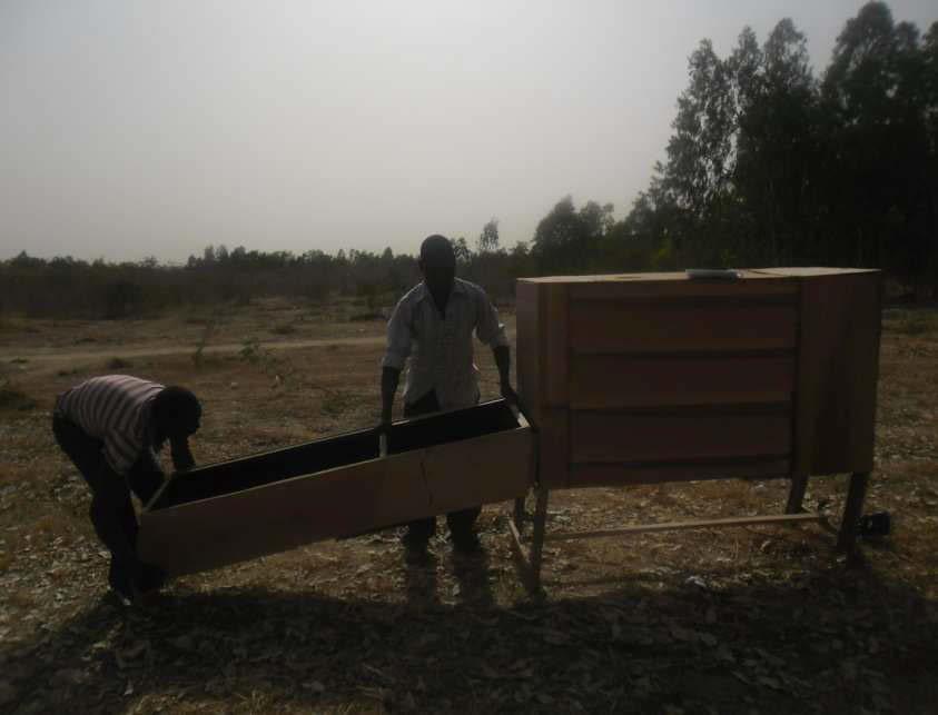 The solar collector was constructed in such a way that it can be detached from the drying cabinet for easy keeping while it is not in use and one can fix it back when its use arise by slotting it to