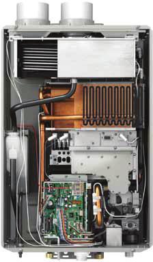 Control System 10 Modulating Gas Valve Condensate Neutralizer Discharge 3/4" Hot External for Remote Control Cable 3/4" Cold Inlet 3/4" Gas All indoor tankless units must be vented vertically or