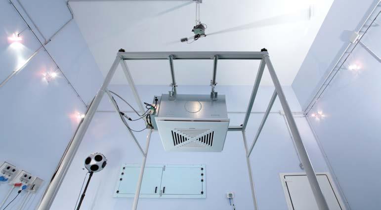 A CLIMATE CHAMBER, which measures heating and cooling capacities and is able to test units with heating capacities from 0,5 kw to 40 kw (standard conditions: 20 C/50% r.h.) and cooling capacities from 0,5 kw to 30 kw (standard conditions: 27 C/48% r.