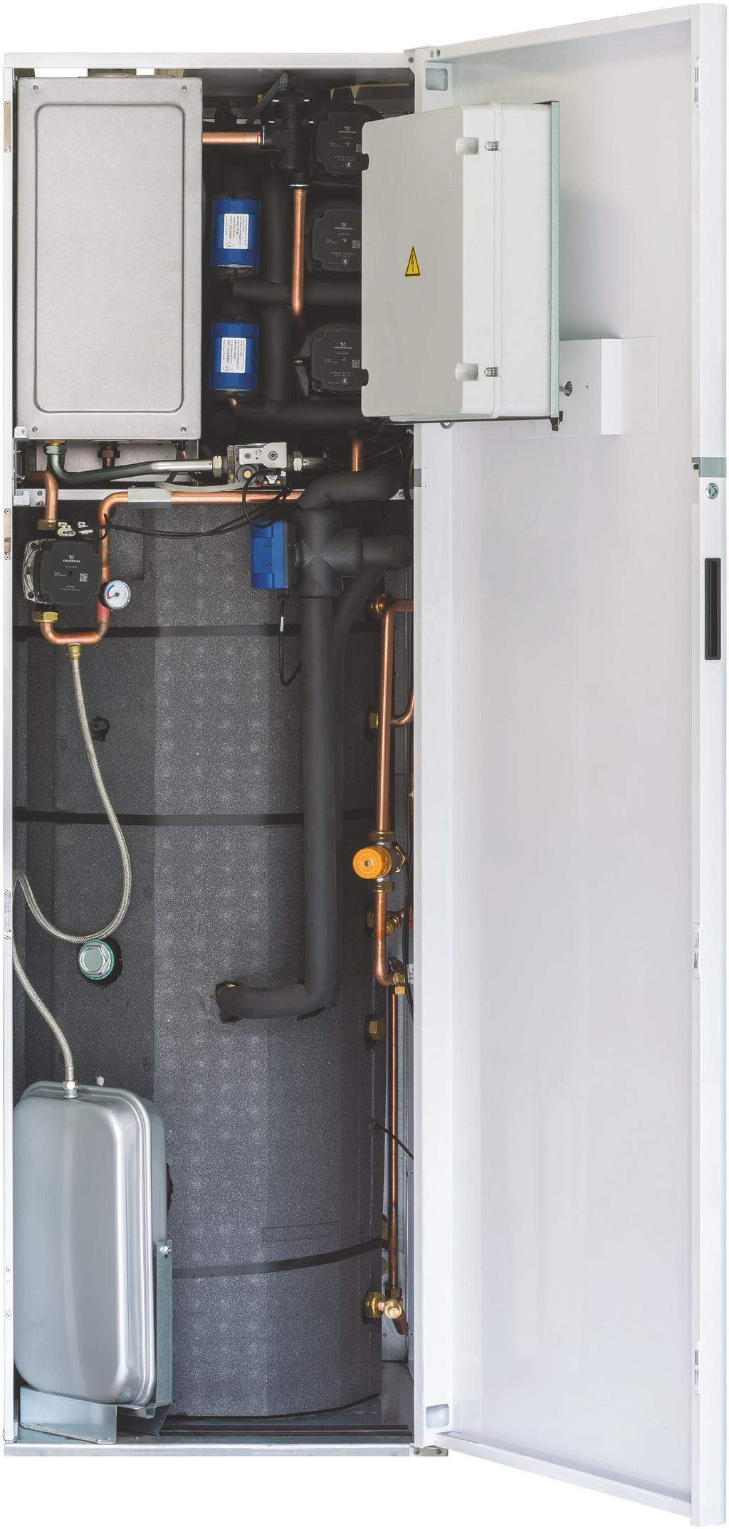 TOWER GREEN HE HYBRID / Condensing Floor-standing Boilers TECHNOLOGY AND ADVANTAGES Possibility of cooling if connected with the heat pump Hydronic Unit LE B Hinged door to simplify access Front