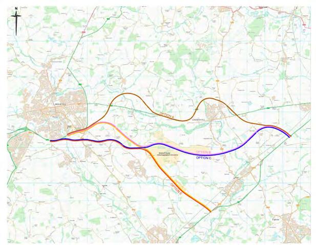 A120 Braintree to A12 options There are currently five potential A120 routing options that have been subject to public consultation by Essex County Council.