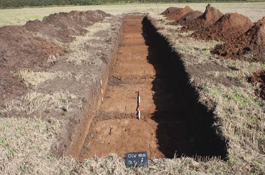 Trench 9, looking north west, Scales: horizontal 2m and 1m, vertical