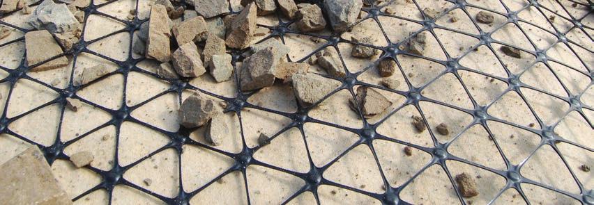 permeable pavement to confine elements of sub-base aggregate and provide additional stability to the structure.