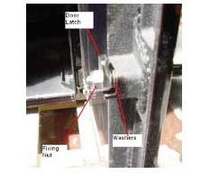 PERIODIC MAINTENANCE ADJUSTING THE DOOR CATCH Over time, the fire door latch can loosen due to the continual compression and hardening of the rope seal between the door and the front casting.