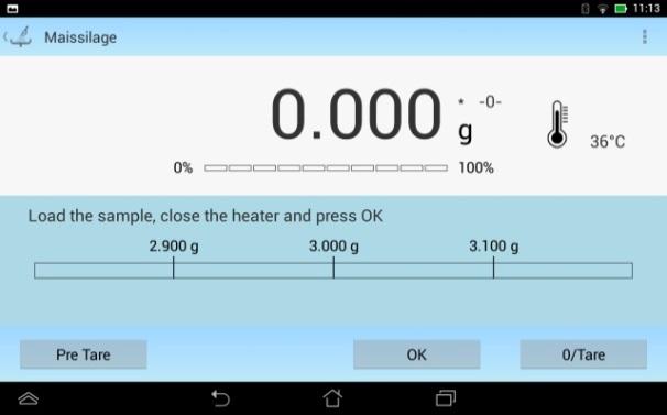 <Manual parameter setting> After setting all drying parameters, tap the control button the top right corner. The work screen will appear, showing the previously set parameters.