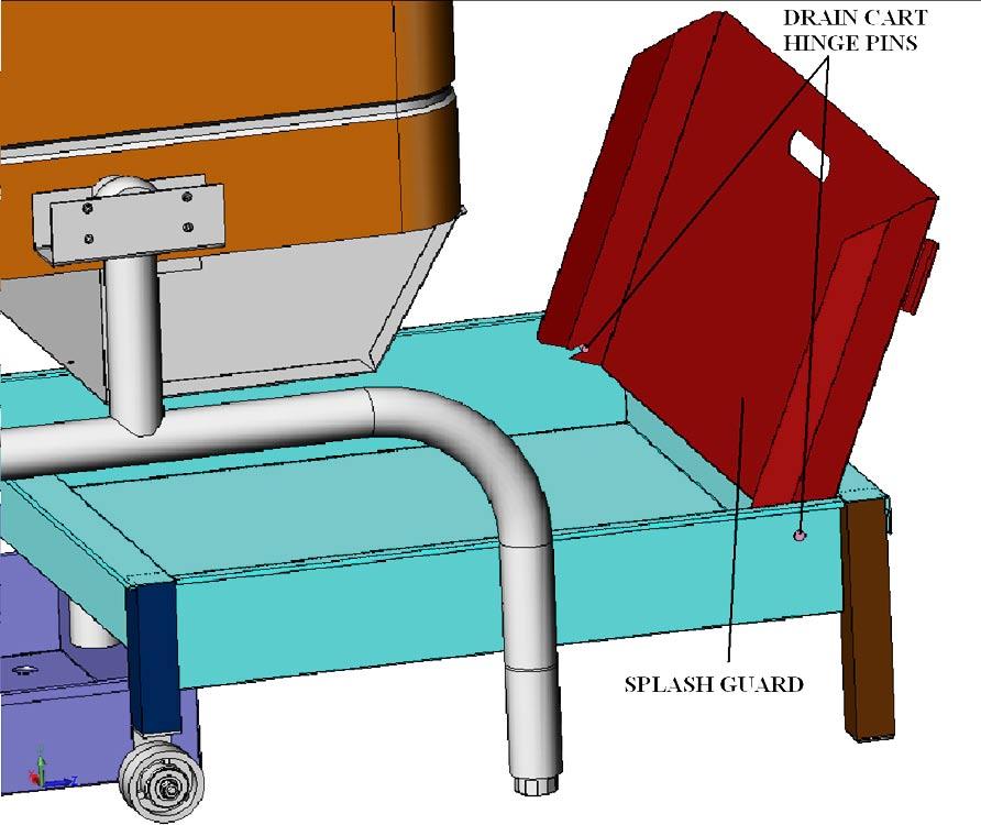 Inspection & Unpacking FIG. 2 d) Fit the splash guard onto the drain cart hinge pins. See Fig. 2. e) Position diffuser in the drain cart making sure it clears the drain.
