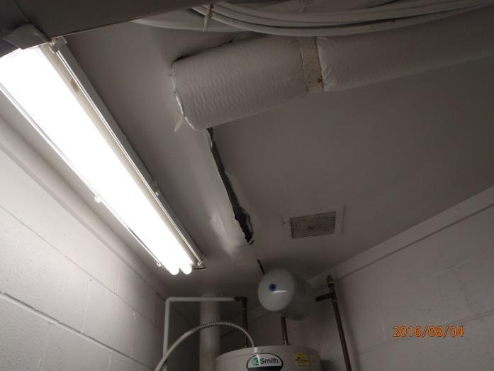 System that is leaking needs repaired Damaged dry walled ceiling inside and on the exterior