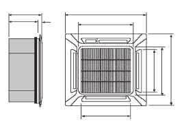 Fan coil units Ceiling mounted cassette unit FWC 5 Dimensional drawing & centre of gravity 5-1 Dimensional drawing FWC-F B C D E F H A J I G K All