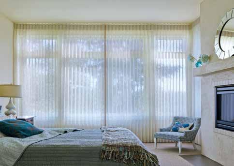 Luminette Privacy Sheers Features & Benefits LIGHT & PRIVACY CONTROL Soft fabric vanes attached to sheer facings rotate between the open and closed positions to achieve any level of illumination