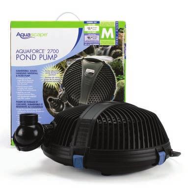 The AquaForce protective pre-filter cage allows the pump to be placed directly into the pond.