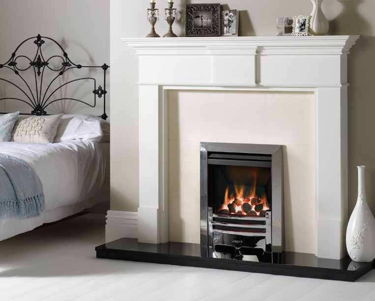 E-Box Balanced Flue fire, coal fuel bed and Polished Chrome-effect Arts front and