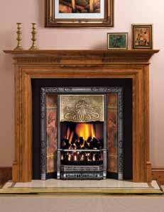 Poppy & Wheatsheaf Cast Iron Fireplace shown in Stovax Brompton mantel Fuel Bed Coals Command Controls Gas: Manual or Standard upgradable