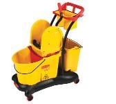 Mopping combo pack KASW12 Sideward wringer  KA335-3 Bucket (35 qts) with 3 wheels Colors : Bronze, Yellow, Blue