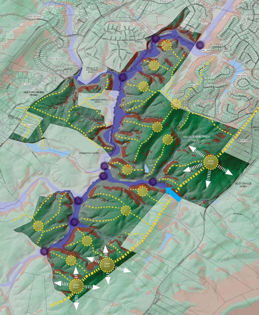 BISCUIT RUN Landform Analysis FINGER RIDGES SIDE STREAM CONNECTIONS FINGER RIDGES RIDGE TOPS HIGH POINT WITH VIEWS WATER GAP Biscuit Run & High Ridge are Most Prominent Features High Points