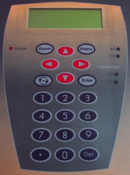 9 SuperGuard Keyboard B C D A E F G Keyboard Functions A Menu Toggles the menu function B Room The room key is used to switch between rooms.
