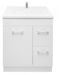 VANITY UNIT TANNAH VANITY 750MM GLOSS 1 DR 2 DRAWERS RH FLOOR- 136009 The Tannah Vanity models boast a polymarble top with integrated overflow and pop-up waste.