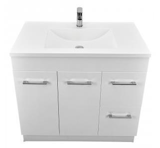 TANNAH 900MM VANITY 2 DOOR 2 DRAW- 136010 The Tannah Vanity models boast a unique polymarble top and pop-up waste with hair catcher.