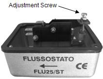 COMPONENT CHECKS & ADJUSTMENT PROCEDURES FLOW SWITCH ADJUSTMENT The adjustment screw alters the amount of pressure or flow required to activate the micro switch. To adjust the setting: 1.