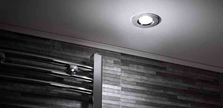 LED Ceiling Lighting > IP65 GU10 Shower Light 'the simplest way to inject task lighting' > GU10 fitting. Runs at 240V so no external transformer or driver is required.