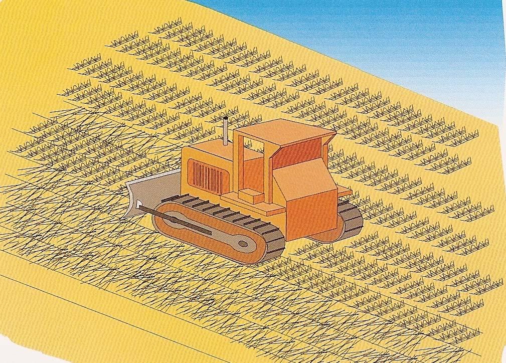 Example Tracking In Straw Mulch Notes: 1. Roughen slope with bulldozer. 2. Broadcast seed and fertilizer. 3. Spread straw mulch 3 thick (2 tons/acre). 4.