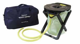 The Rescue Camping is delivered complete and ready for use. A compostable bag is attached to the toilet where only solids are collected.