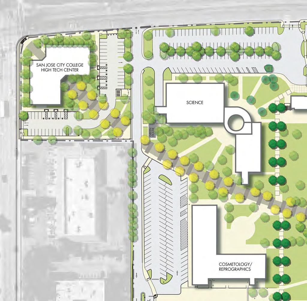 ORTHWEST CAMPUS SOUTH BASCOM AVEUE MOORPARK AVEUE. Provide new vehicular connection through High Tech Center parking lots.. Eliminate redundant vehicular entry/exit on Moorpark Avenue.