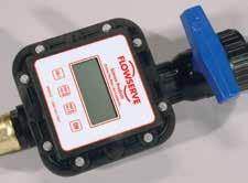 Large, positive touch buttons Choice of calibration units 25 mm (1 in) rear mounting port allows meter to be mounted directly to the pump discharge 25 mm (1 in) side port Extended battery life Takes