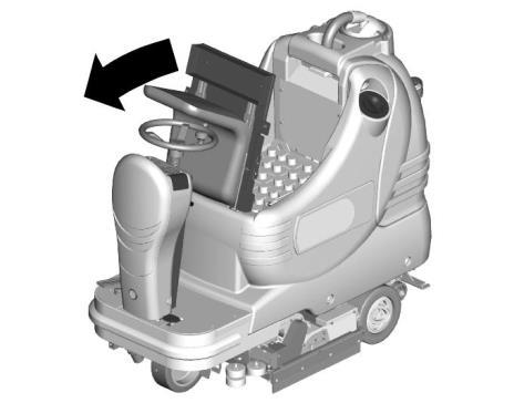 To install into the compartment a battery box, it is necessary to: 1.Rotate the seat platform forward and hook the bar(2)into position A. 2.