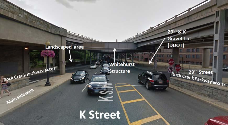 Street View: K Street looking west 2. Key Bridge: This approach represents one of the primary entrance points into the District and the only out-of-state entrance directly into Georgetown.