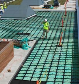 Green roof media is brought to the rooftop after the SkyGarden tray module