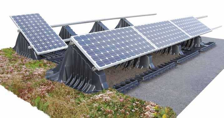 photovoltaics modules in place securely with the load of the green roof structure.