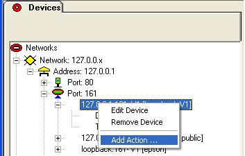 Actions and Applets Actions are small applications (applets) that you can add to, delete from and initiate from the Devices view. Each device may have different actions associated with it.