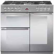 main oven l Internal oven lights l Telescopic shelves l Hot zone indicator light Stainless Steel BEL900ISS COLOURS St Sterling 1100DF 110cm Dual Fuel Range Cooker l 1 piece gas hob with 7 burners