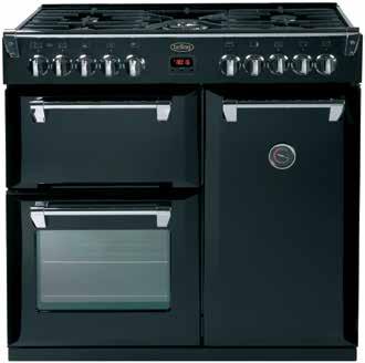 RANGE COOKING Richmond 900DF 90cm Dual Fuel Range Cooker l 1 piece gas hob with 5 burners l Wok burner l Cast iron pan supports l Multi-function main oven with 9 functions l Removable cast iron