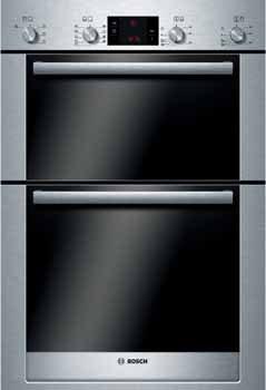 Double ovens 25 Logixx built-in double multifunction oven HBM56B550B brushed steel Exxcel built-in double multifunction oven HBM53B550B brushed steel Electronic main oven control New concept control