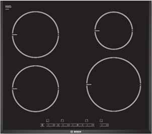 62 Induction hobs Exxcel 4 zone ceramic induction hob PIE645T14E brushed steel frame Exxcel 4 zone ceramic induction hob PIE651T14E frameless with facetted edges 4 induction zone hob with black