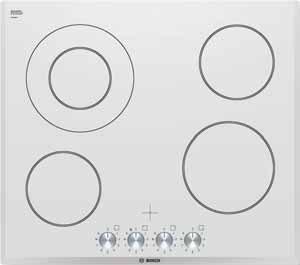 capped controls Variable 9-stage power settings for each zone Residual heat indicator for each zone 4 zone Quick-Therm hob with black ceramic glass