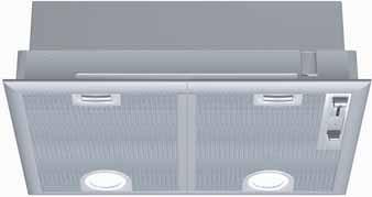 Canopy hoods 85 Canopy hood DHL545SGB silver metallic lacquer Canopy hood DHL535BGB silver metallic lacquer For installation into the base of a wall cupboard Suitable for ducted or recirculating