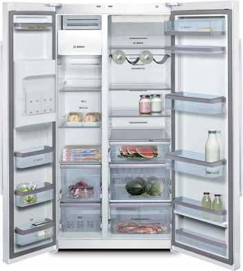 American-style fridge-freezers Refrigeration 93 CoolSpace American-style fridge-freezer KAD62S20 premium white Gross capacity 657 litres / 23.2 cu.ft. Fridge net capacity 355 litres / 12.5 cu.ft. Freezer compartment net capacity 178 litres / 6.