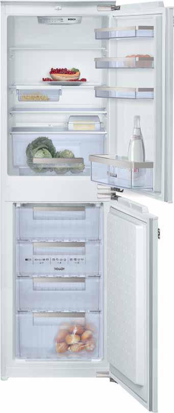 96 Refrigeration Exxcel built-in fridge-freezer KIV32A50GB white Gross capacity 276 litres / 9.7 cu.ft. Fridge net capacity 168 litres / 5.9 cu.ft. Freezer net capacity 94 litres / 3.1 cu.ft. Freezing capacity 6kg in 24 hours Max.