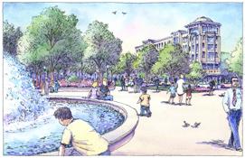 10th street to morehead street Amphitheater & Pond Fountain 3 Fountains in this