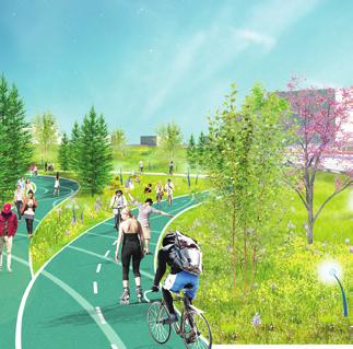 The refined concept outlines a series of potential greenway corridor alignments and signature projects along the routes, which will be tested and evaluated in a wide range of upcoming civic