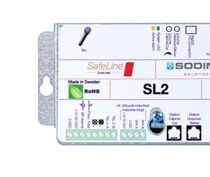 Lift phone SL2 SL2 - Main phone to be installed on the car roof - Triphonic network (3 call points with audio) and magnetic loop for the hard of hearing - Simple programming via the integrated