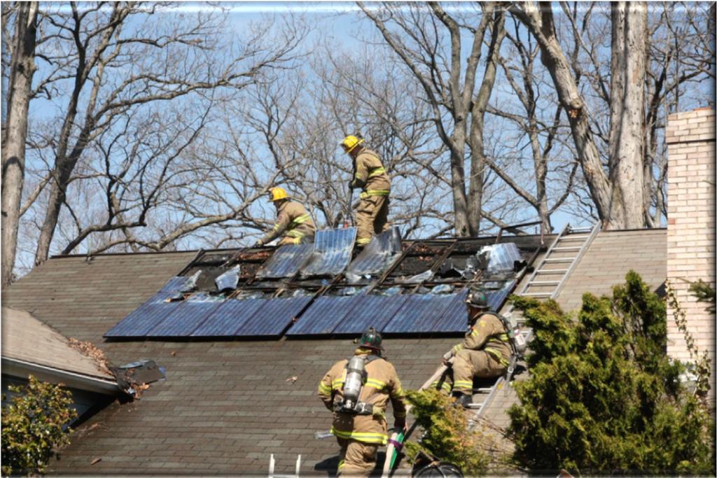 DHS / Assistance to Firefighters Grant PV and Firefighter Safety This project included experiments to investigate the shock hazard due to: Presence of water and PV power during a fire event